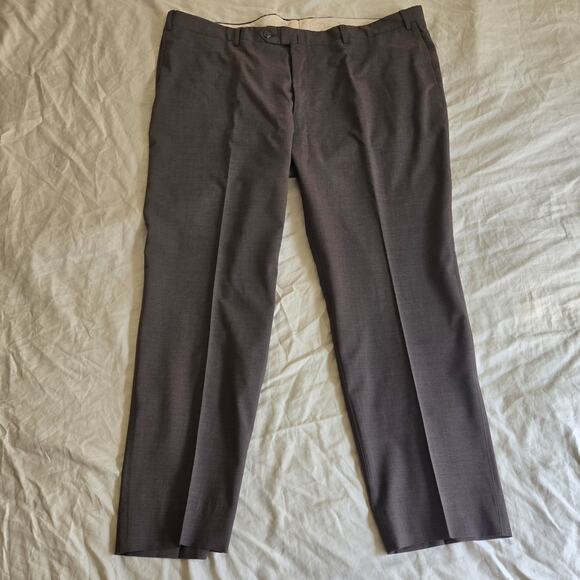Canali Men's Wool Stretch Flat Front Dress Pants Brown Gray Size 40x28 Italy - Picture 1 of 7
